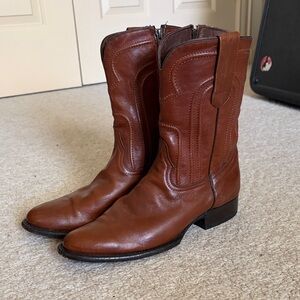 Men's Brown Leather Zip Up Western Boots